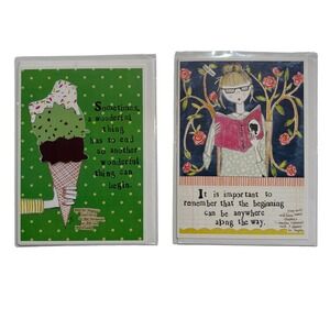 2‎ Curly Girl Design Stationery Greeting Cards Inspirational Quotes Blank Inside